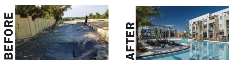 Stadium Enclave project before and after photo